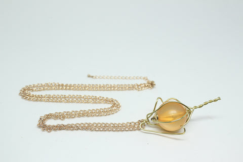 Wire Wrapped Yellow Lantern Necklace