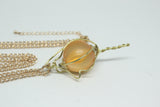 Wire Wrapped Yellow Lantern Necklace