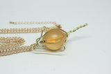 Wire Wrapped Yellow Lantern Necklace