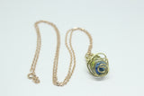 Wire Wrapped Yellow Blue Marble Lantern Necklace
