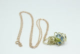 Wire Wrapped Yellow Blue Marble Lantern Necklace