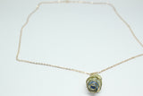 Wire Wrapped Yellow Blue Marble Lantern Necklace