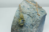 Wire Wrapped Yellow Blue Marble Lantern Necklace