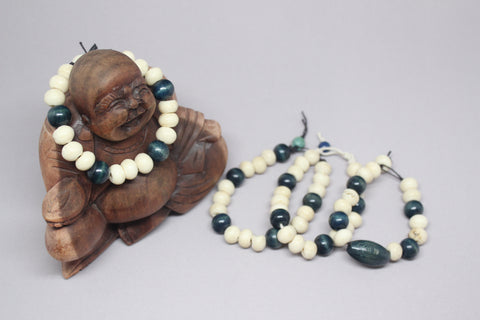 Small Batch- Emerald Wood and White Bone Bracelets