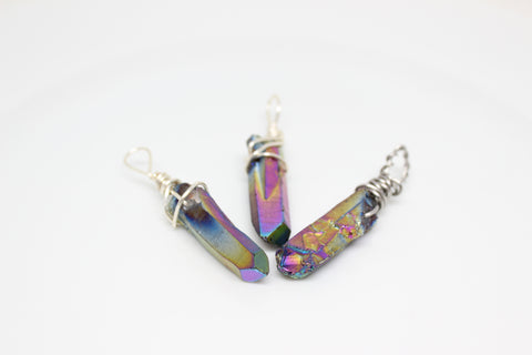 Rainbow Aura Quartz Wands, Small Batch.2