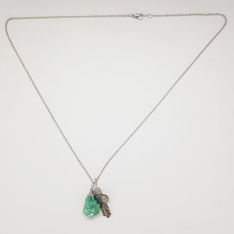 Green Druzy Antique Key 02